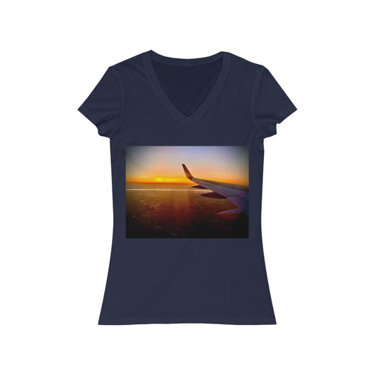 Wing & Sunset - Women's Jersey Short Sleeve V-Neck Tee