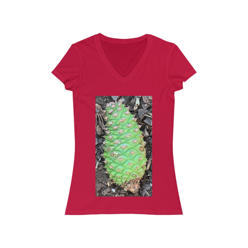 Green Pinecone - Women's Jersey Short Sleeve V-Neck Tee