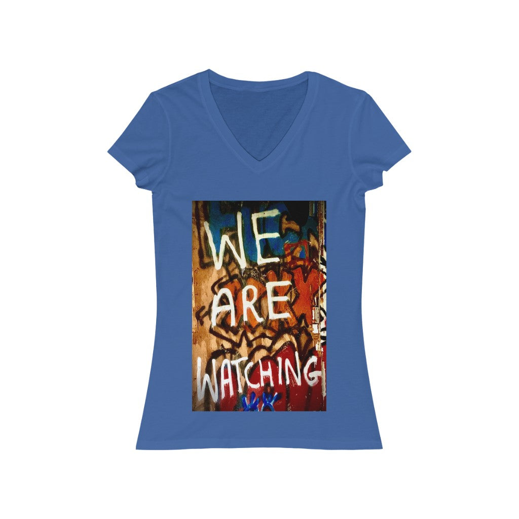 Watching - Women's Jersey Short Sleeve V-Neck Tee