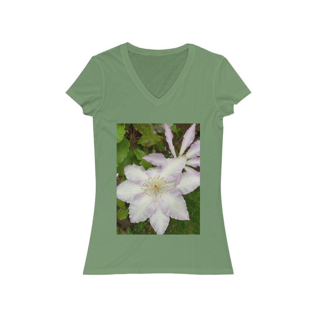 Clematis - Women's Jersey Short Sleeve V-Neck Tee