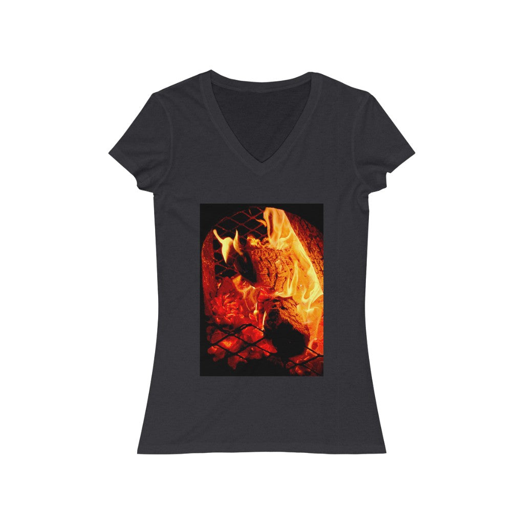 Chiminea - Women's Jersey Short Sleeve V-Neck Tee