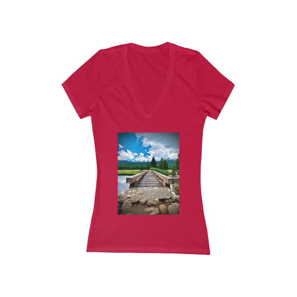 Yosemite Bridge - Women's Jersey Short Sleeve V-Neck Tee