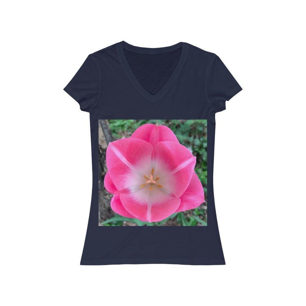 Tulip During the Day - Women's Jersey Short Sleeve V-Neck Tee