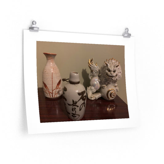 Asian Lion & Tokkuri - Premium Matte poster
