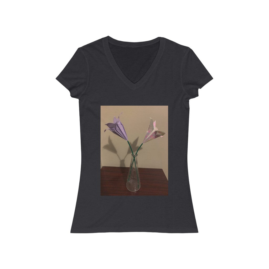 Origami Flowers - Women's Jersey Short Sleeve V-Neck Tee
