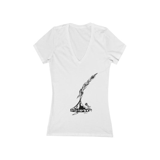 "The Pen is Mightier than the Sword" - Women's Jersey Short Sleeve V-Neck Tee