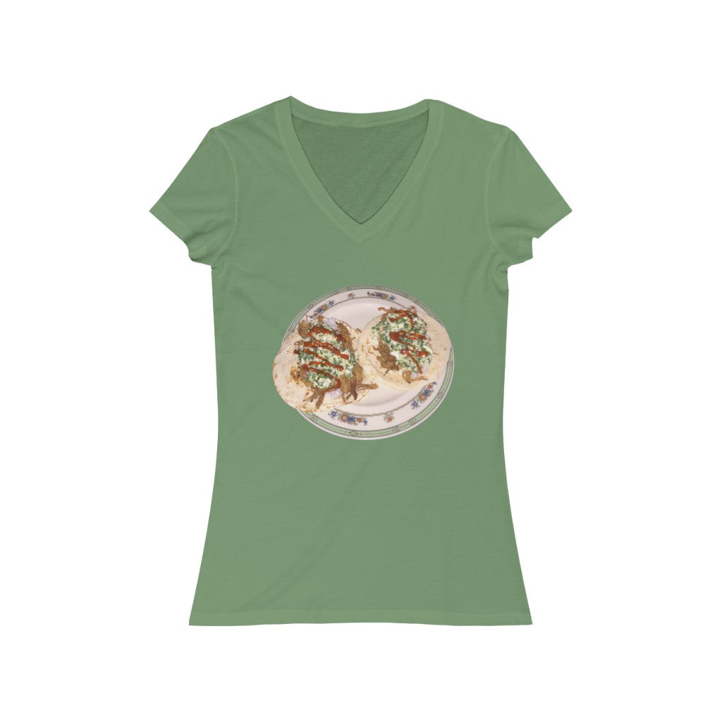 Pork Siracha Tacos - Women's Jersey Short Sleeve V-Neck Tee