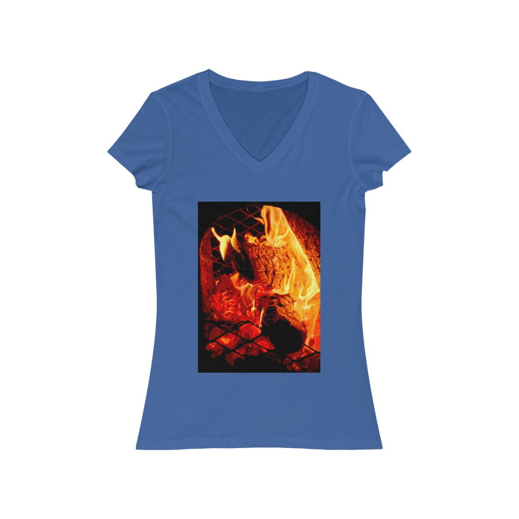 Chiminea - Women's Jersey Short Sleeve V-Neck Tee