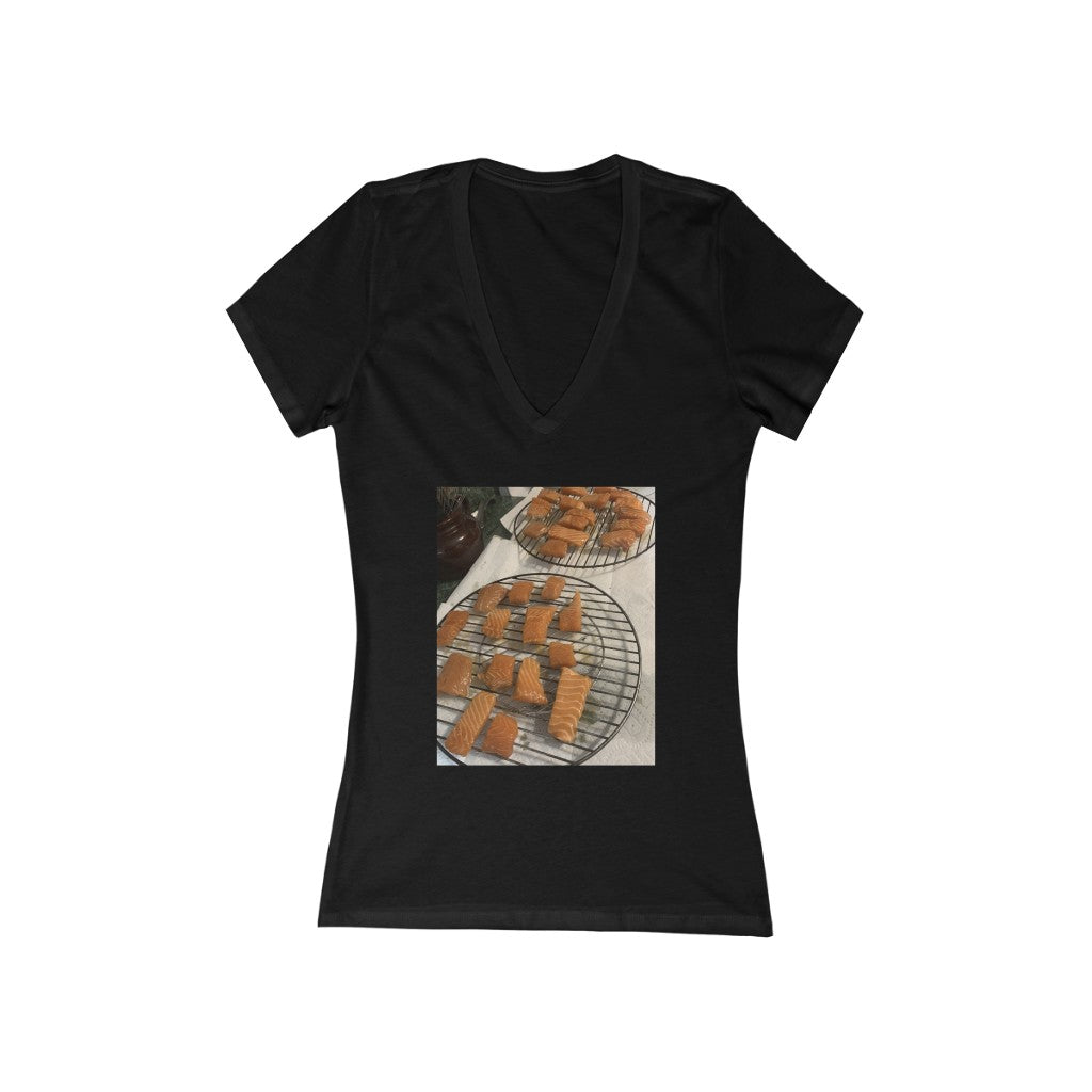 Almost Smoked Salmon - Women's Jersey Short Sleeve V-Neck Tee