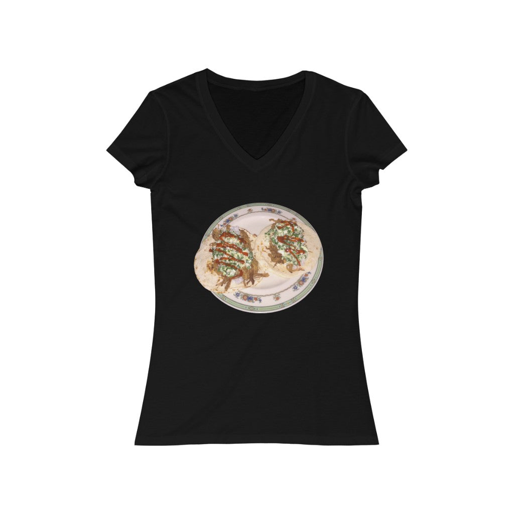 Pork Siracha Tacos - Women's Jersey Short Sleeve V-Neck Tee