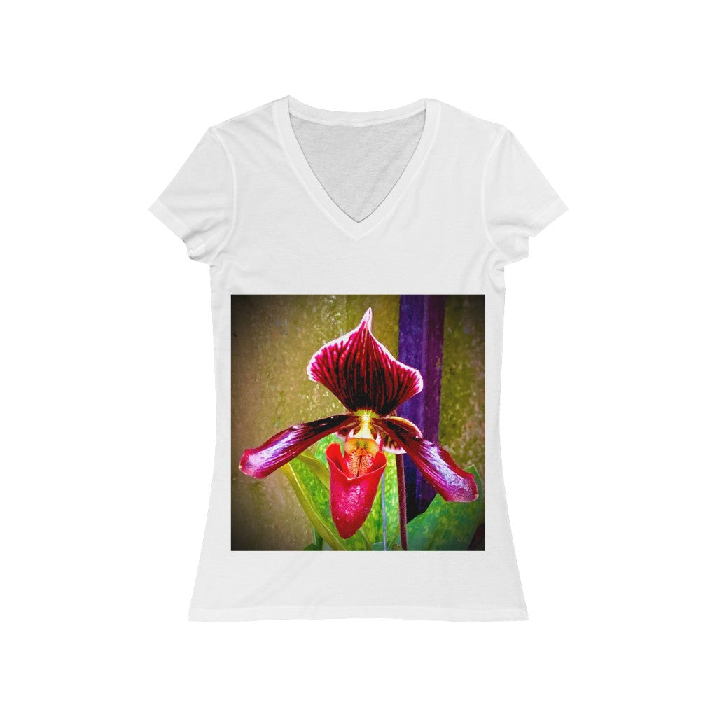 Orchid 4 - Women's Jersey Short Sleeve V-Neck Tee