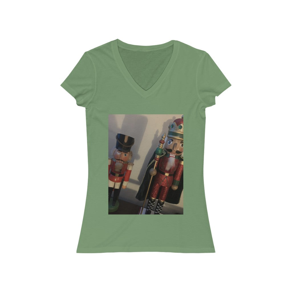 Nutcrackers, passing of the torch from battled warrior - Women's Jersey Short Sleeve V-Neck Tee