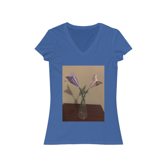 Origami Flowers - Women's Jersey Short Sleeve V-Neck Tee