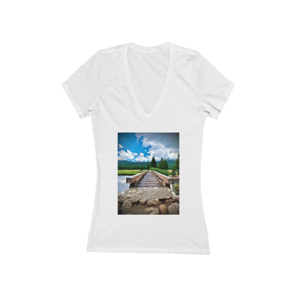 Yosemite Bridge - Women's Jersey Short Sleeve V-Neck Tee