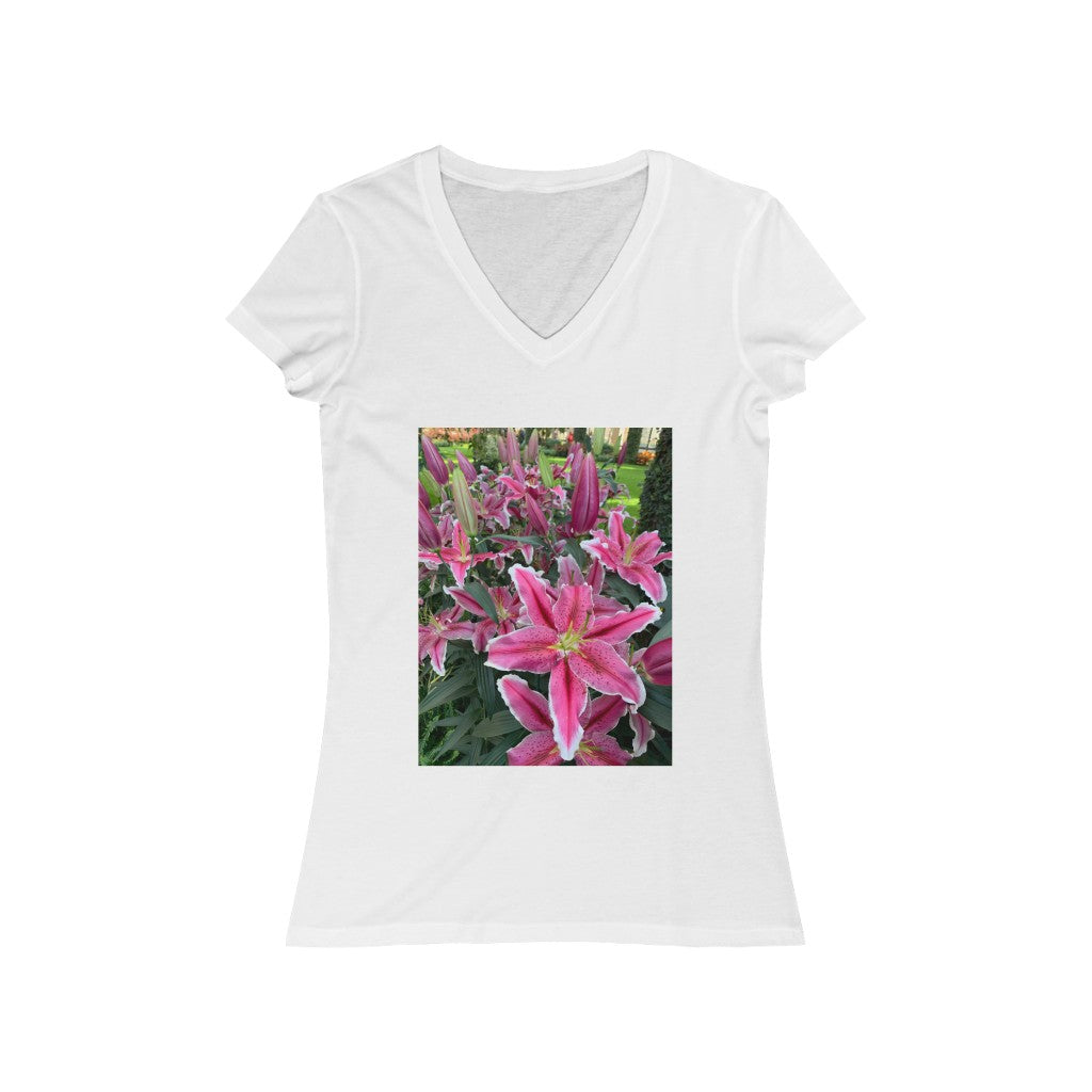 Flower 1 - Women's Jersey Short Sleeve V-Neck Tee
