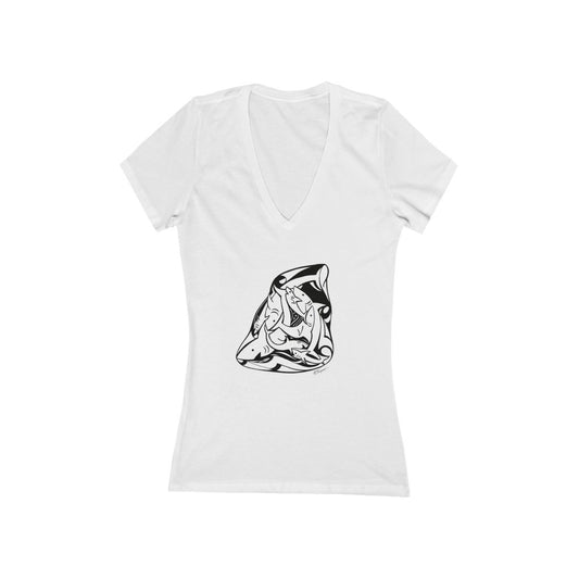 "Tiburones (Sharks)" - Women's Jersey Short Sleeve V-Neck Tee
