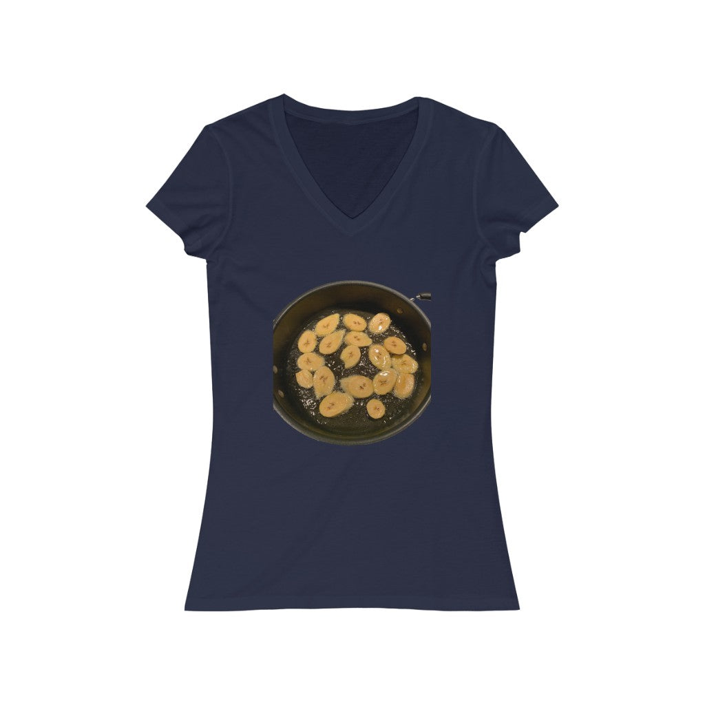 Fried Plantains - Women's Jersey Short Sleeve V-Neck Tee