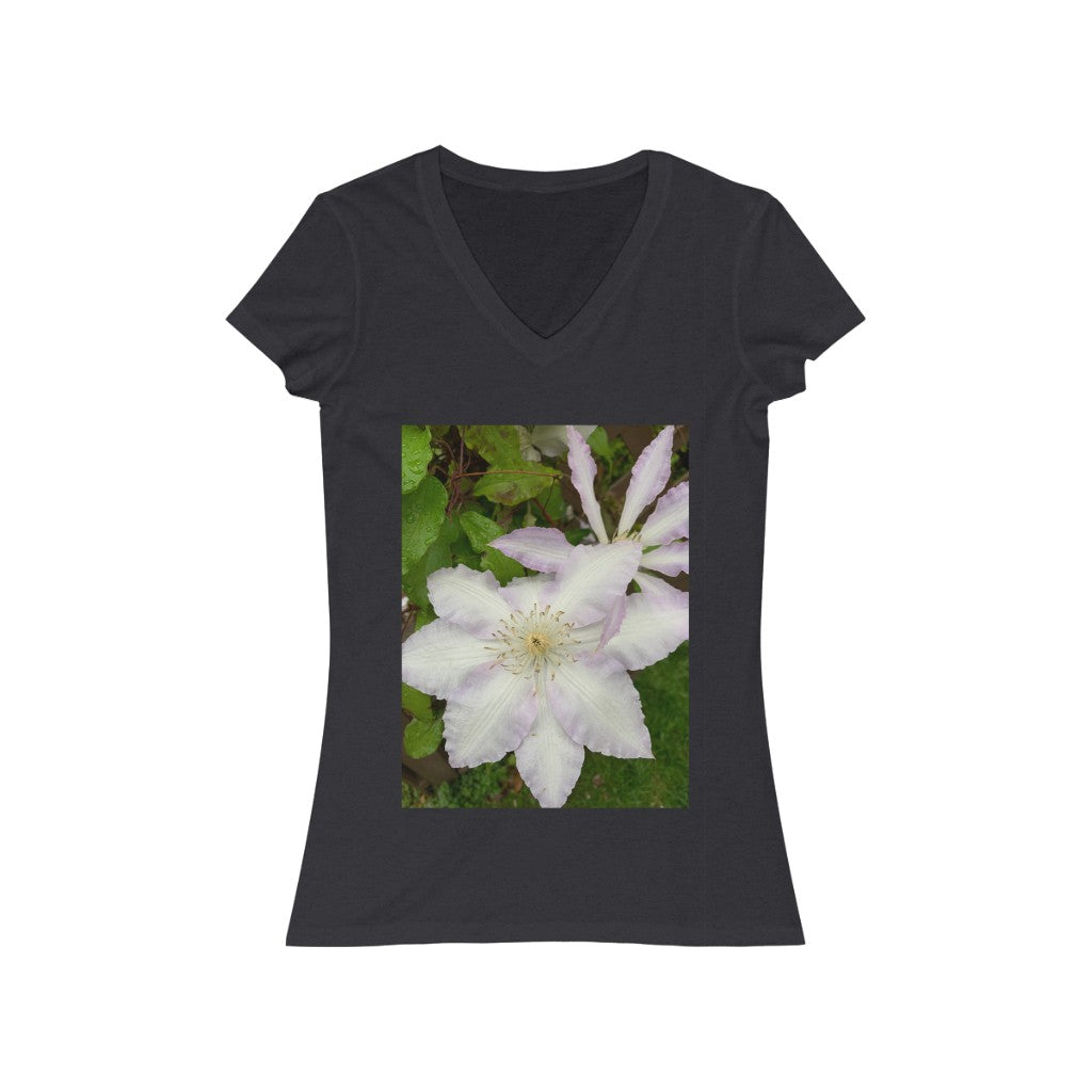 Clematis - Women's Jersey Short Sleeve V-Neck Tee