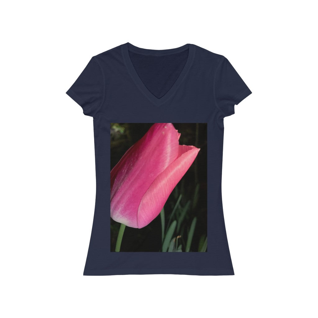 Tulip at Night - Women's Jersey Short Sleeve V-Neck Tee