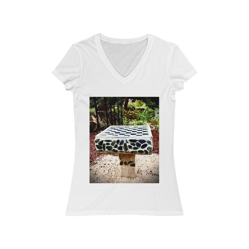 Chess Board - Women's Jersey Short Sleeve V-Neck Tee