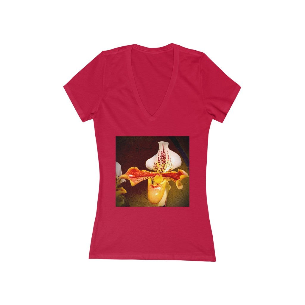 Orchid 1 - Women's Jersey Short Sleeve V-Neck Tee