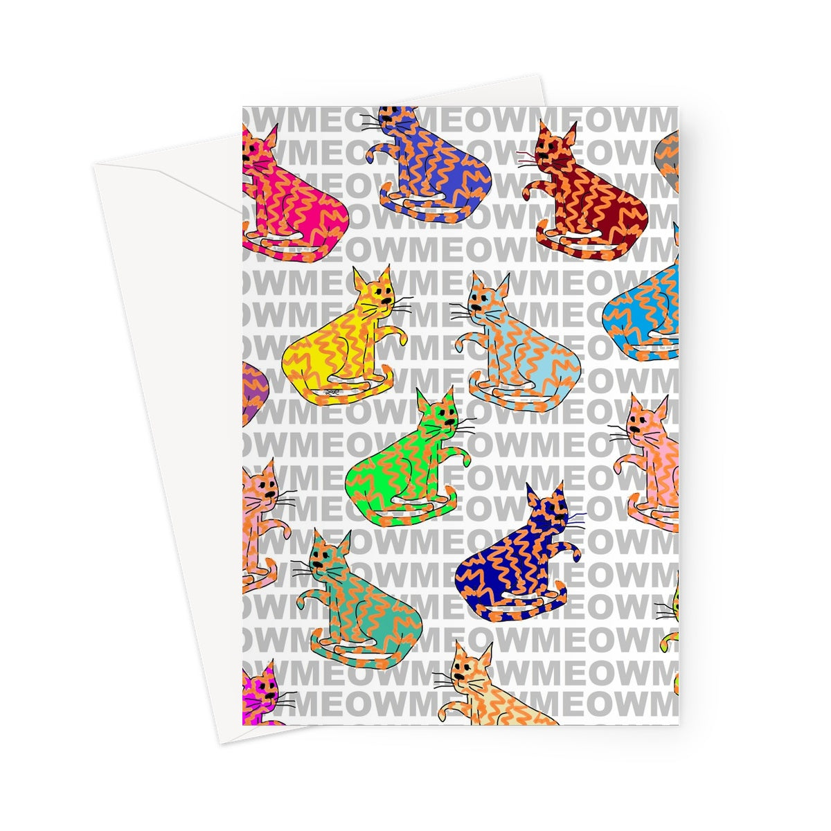Multi-Colored Cats on MEOW Greeting Card