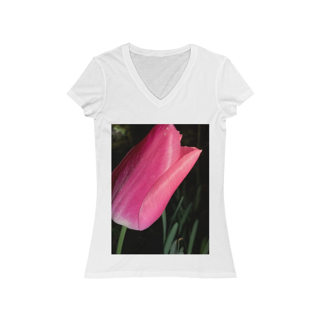 Tulip at Night - Women's Jersey Short Sleeve V-Neck Tee