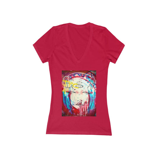 Eyes - Women's Jersey Short Sleeve V-Neck Tee