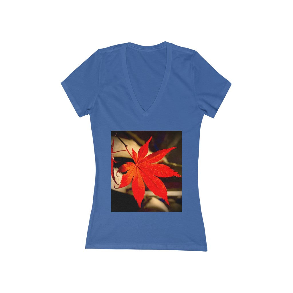 Japanese Maple Leaf - Women's Jersey Short Sleeve V-Neck Tee