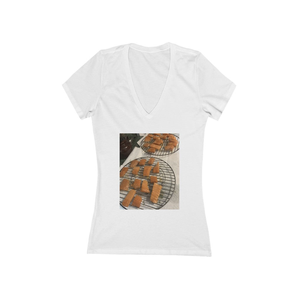 Almost Smoked Salmon - Women's Jersey Short Sleeve V-Neck Tee