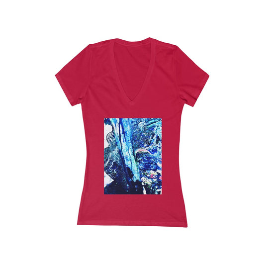 Art Room Table Edge - Women's Jersey Short Sleeve V-Neck Tee