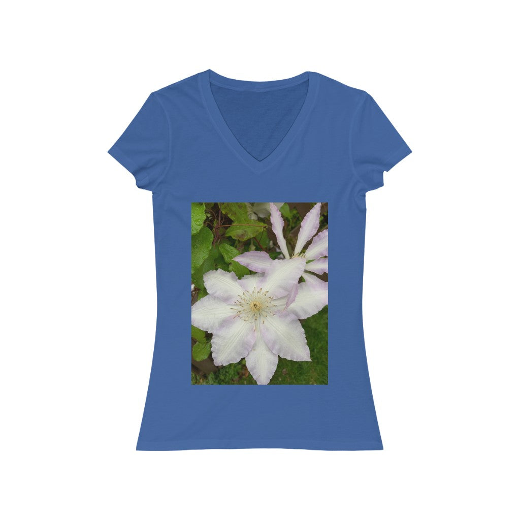 Clematis - Women's Jersey Short Sleeve V-Neck Tee