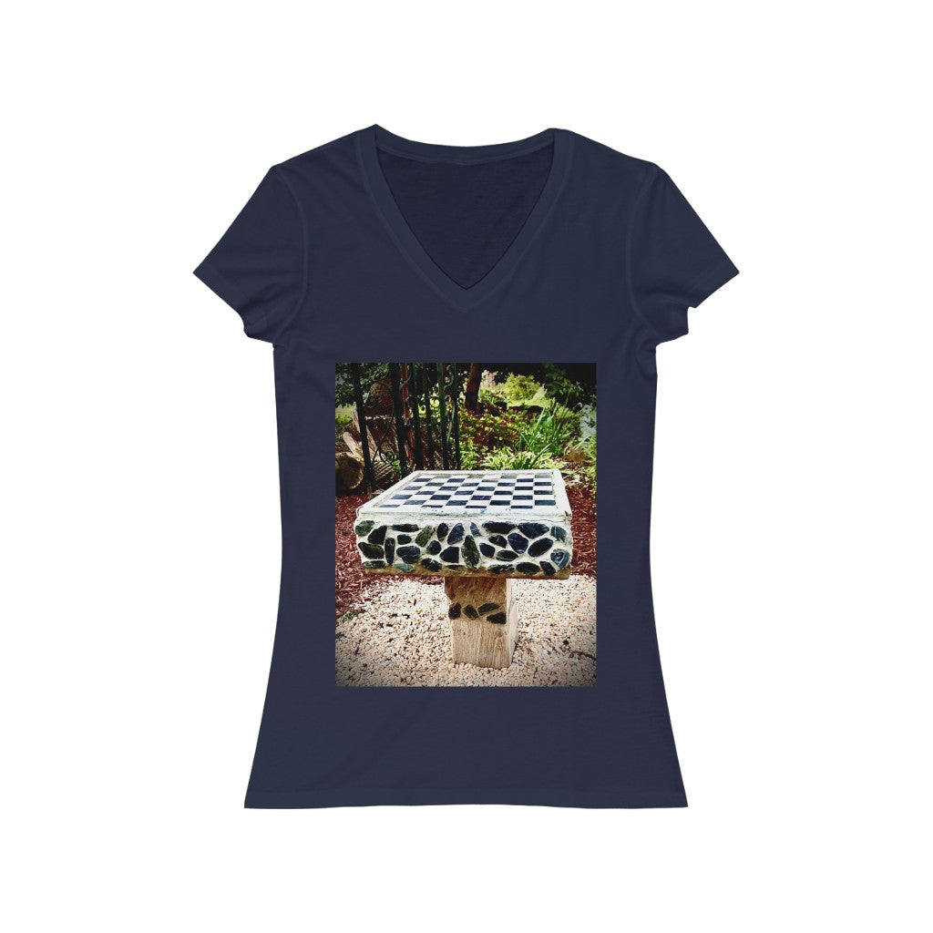 Chess Board - Women's Jersey Short Sleeve V-Neck Tee