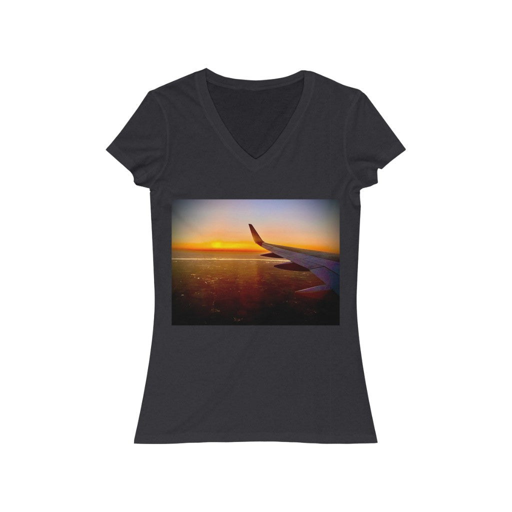 Wing & Sunset - Women's Jersey Short Sleeve V-Neck Tee