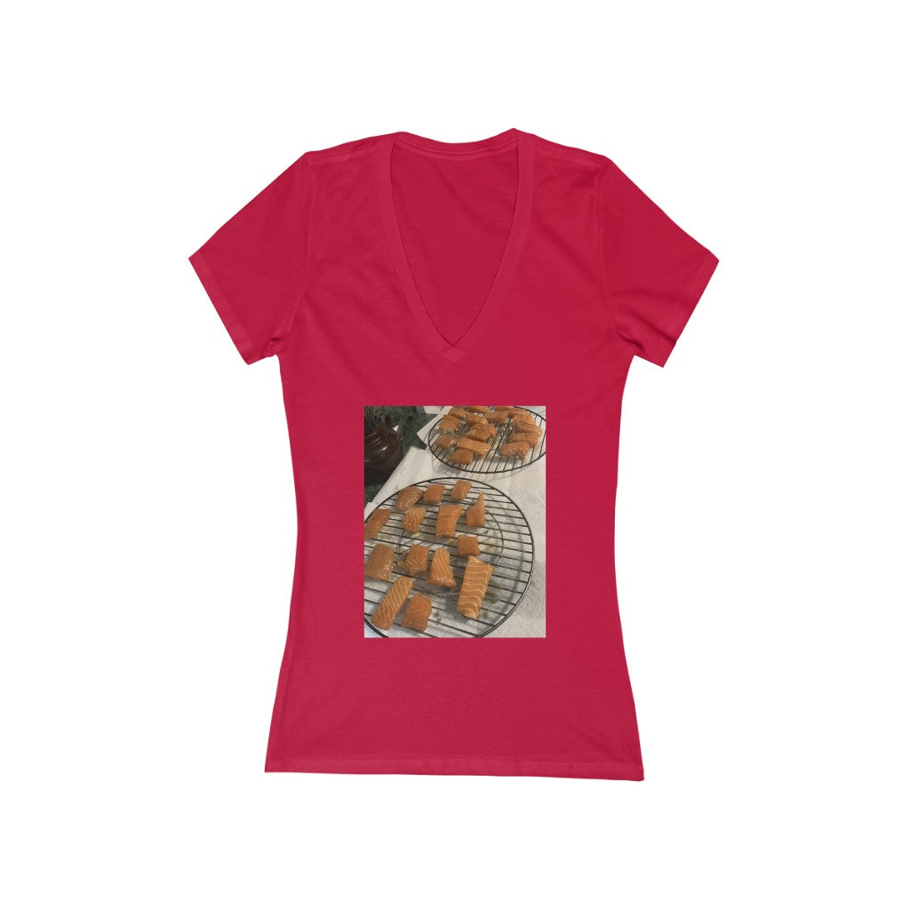 Almost Smoked Salmon - Women's Jersey Short Sleeve V-Neck Tee