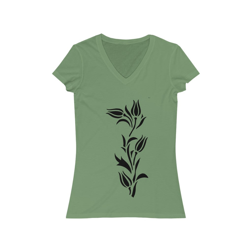 Flower 4 - Women's Jersey Short Sleeve V-Neck Tee
