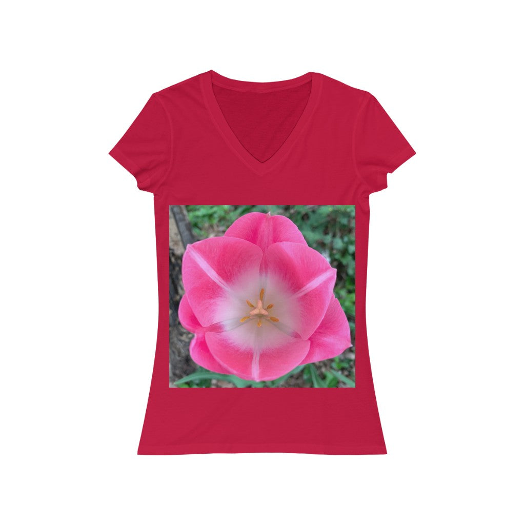Tulip During the Day - Women's Jersey Short Sleeve V-Neck Tee