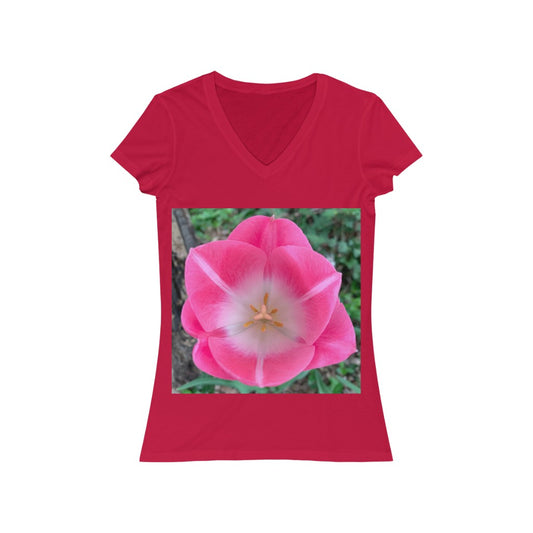 Tulip During the Day - Women's Jersey Short Sleeve V-Neck Tee