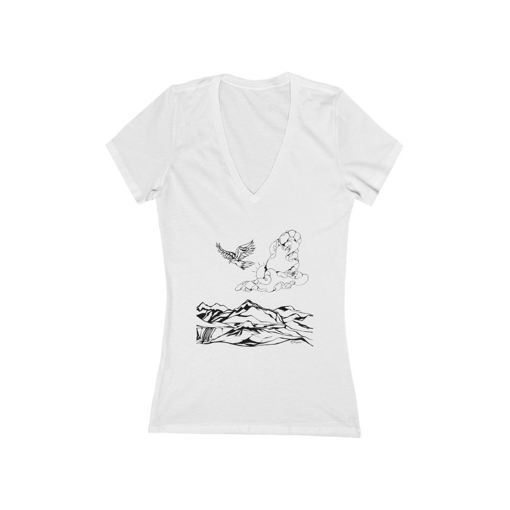"Freedom - God's Gift" - Women's Jersey Short Sleeve V-Neck Tee