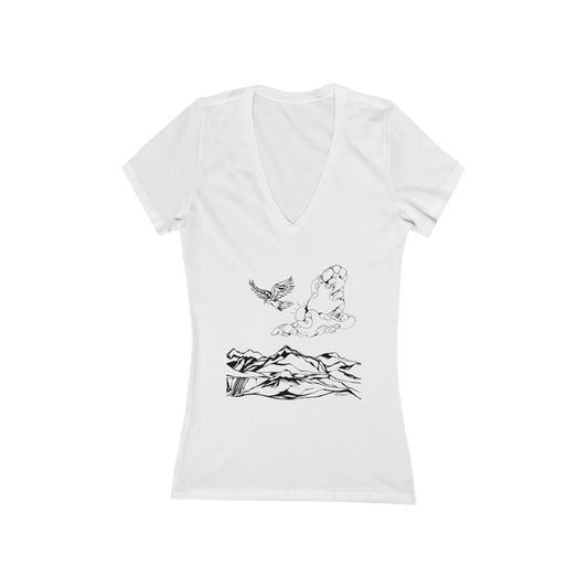 "Freedom - God's Gift" - Women's Jersey Short Sleeve V-Neck Tee