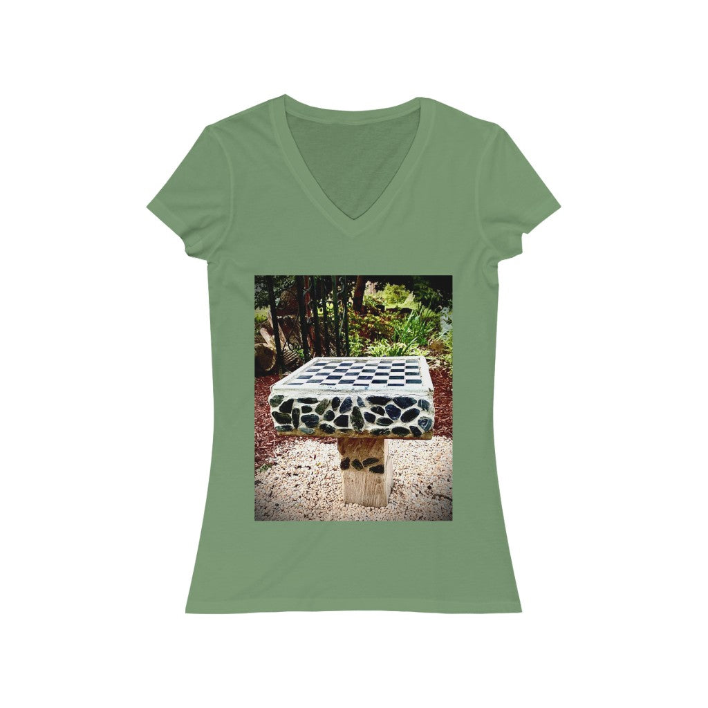 Chess Board - Women's Jersey Short Sleeve V-Neck Tee
