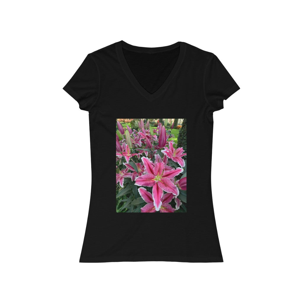 Flower 1 - Women's Jersey Short Sleeve V-Neck Tee
