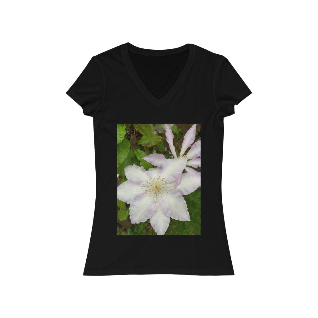 Clematis - Women's Jersey Short Sleeve V-Neck Tee