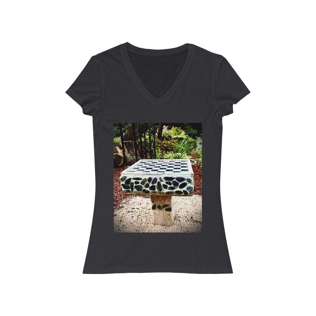 Chess Board - Women's Jersey Short Sleeve V-Neck Tee
