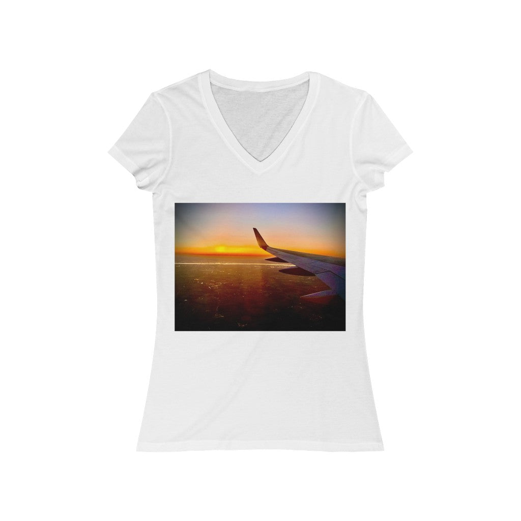 Wing & Sunset - Women's Jersey Short Sleeve V-Neck Tee