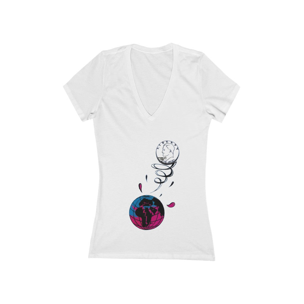 "In Guns We Trust" - Women's Jersey Short Sleeve Deep V-Neck Tee