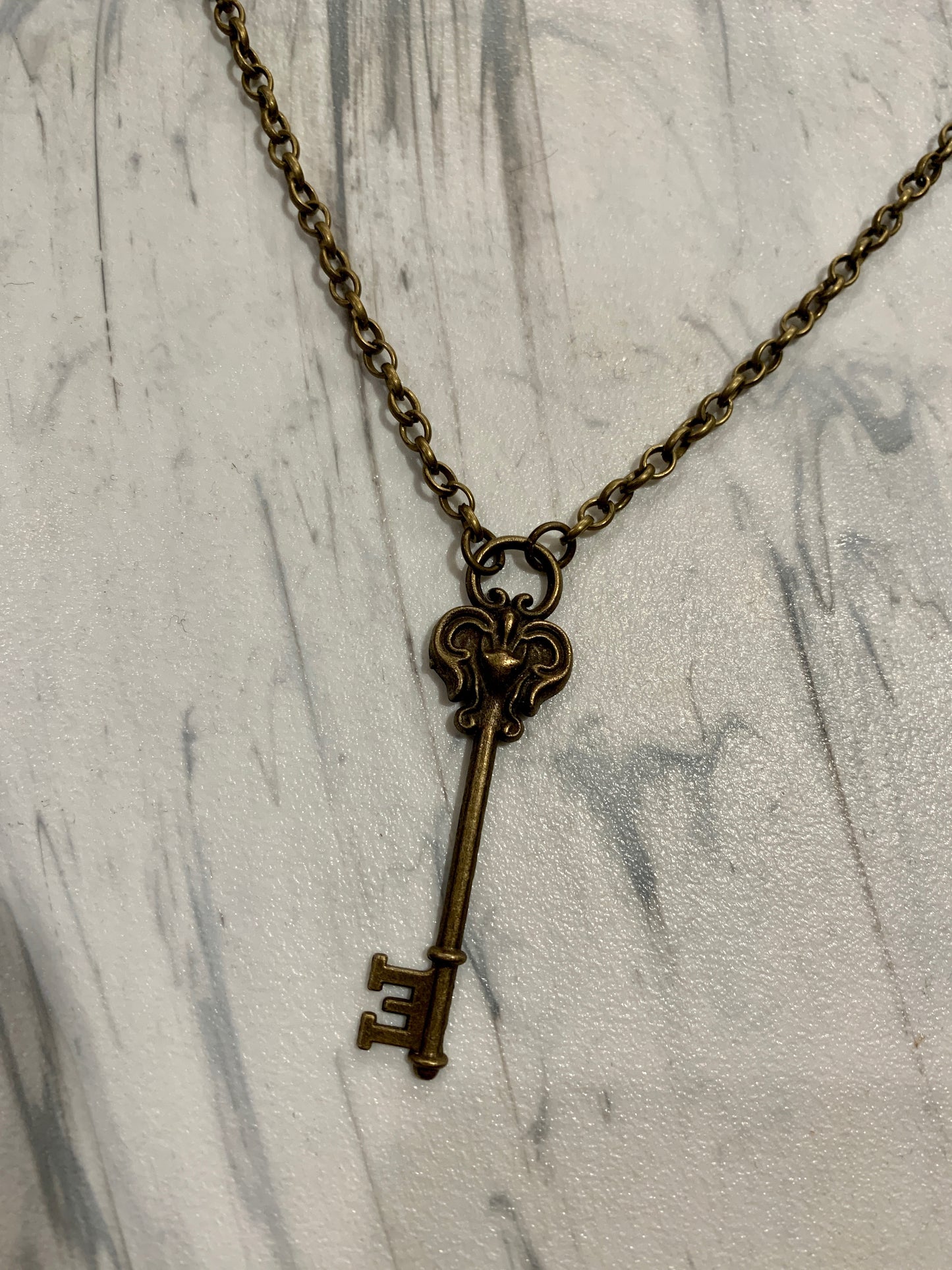 32" Brass Angel Key Necklace