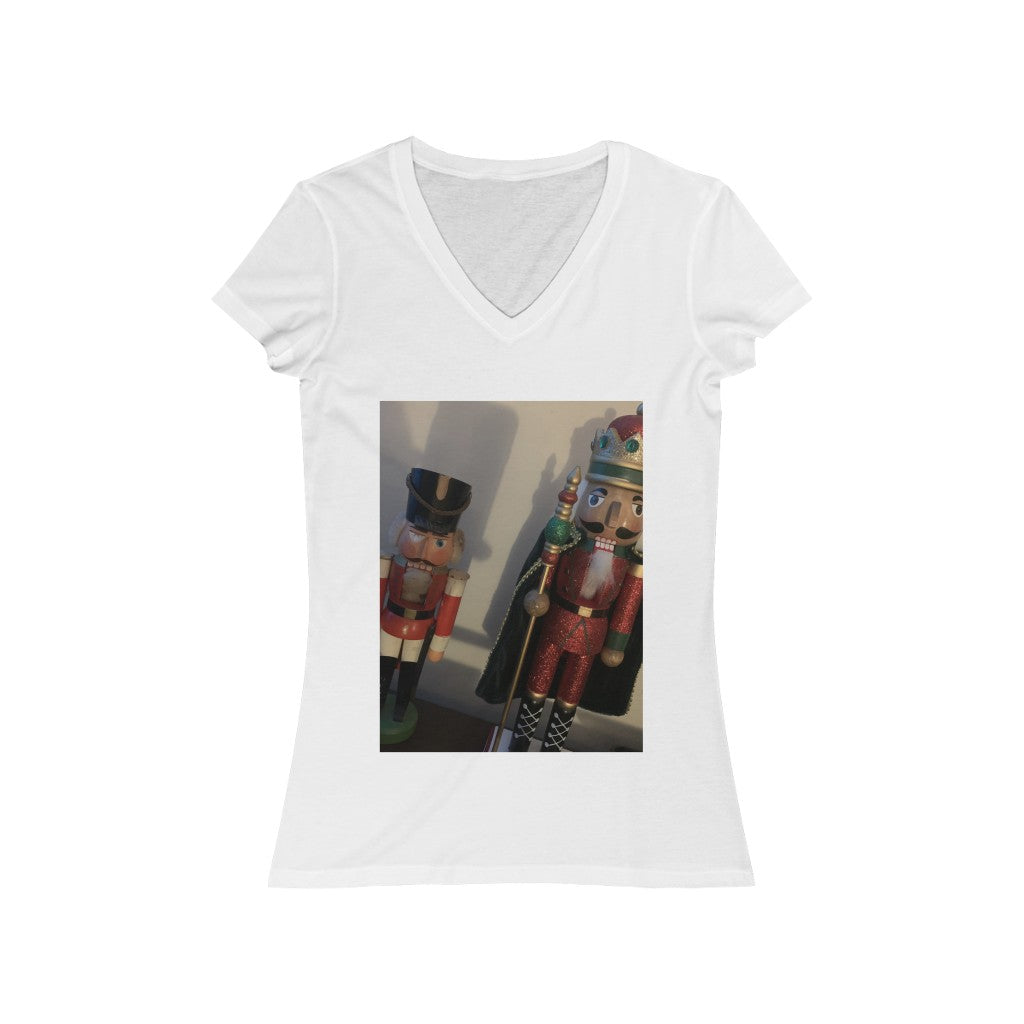 Nutcrackers, passing of the torch from battled warrior - Women's Jersey Short Sleeve V-Neck Tee