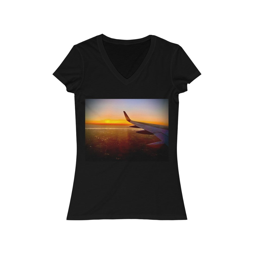 Wing & Sunset - Women's Jersey Short Sleeve V-Neck Tee