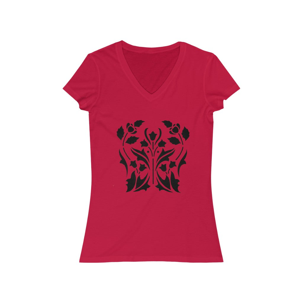 Flower 2 - Women's Jersey Short Sleeve V-Neck Tee
